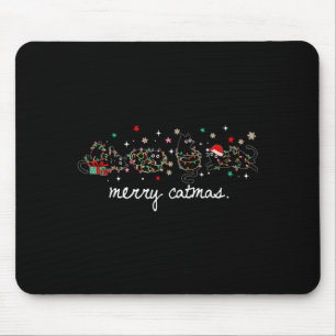 Tapis De Souris Joyeux Cat Noël Drôle de Noël Miaou Chats Mignons 