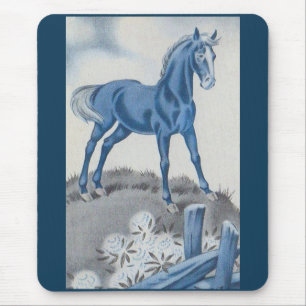 Tapis De Souris joyeux cheval en bleu