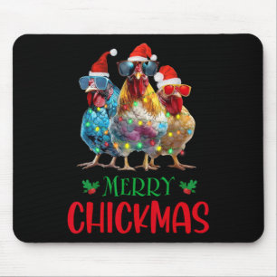 Tapis De Souris Joyeux Chickmas Ornement Lights Poulet Farmer Chri