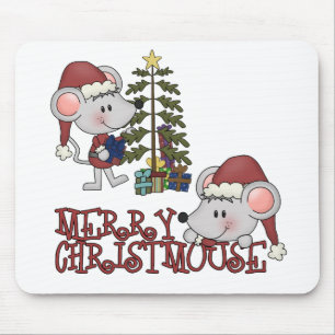 Tapis De Souris Joyeux Christmouse avec l'arbre