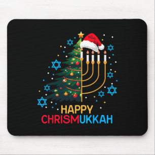 Tapis De Souris Joyeux Christmukkah Joyeux Noël Hanoukka juif