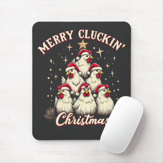 Tapis De Souris Joyeux clucage Noël Funny Chicken Roosters (Avec souris)