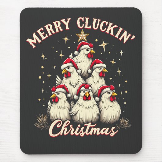 Tapis De Souris Joyeux clucage Noël Funny Chicken Roosters (Devant)