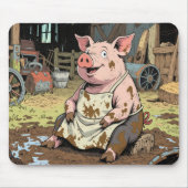 Tapis De Souris Joyeux cochon de dessin dans une ferme (Devant)