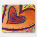 Tapis De Souris Joyeux Coeur Mousepad<br><div class="desc">Peinture des détails du mot de médiation inspiré "Heureux". Peinture en aquarelle avec détail de parties scintillant en verre.</div>
