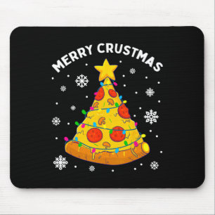 Tapis De Souris Joyeux Crustmas Pizza Sapin de Noël Cadeaux de Noë