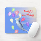 Tapis De Souris Joyeux dauphin et ballons d'anniversaire (Avec souris)