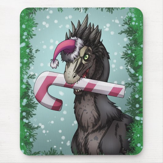 Tapis De Souris Joyeux dinosaure de Noël (Devant)