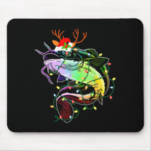 Tapis De Souris Joyeux Fish Noël Santa Amateurs de pêche drôle Pêc