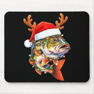 Tapis De Souris Joyeux Fishmas Drôle B Pêche Noël Chapeau de Père