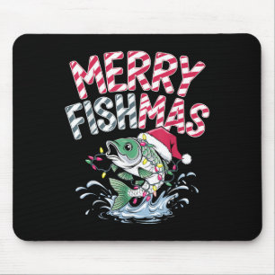 Tapis De Souris Joyeux Fishmas Santa Amateurs de Pêche Drôle Pêche