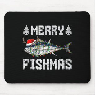 Tapis De Souris Joyeux Fishmas Thon Poisson Noël Chapeau de Père N