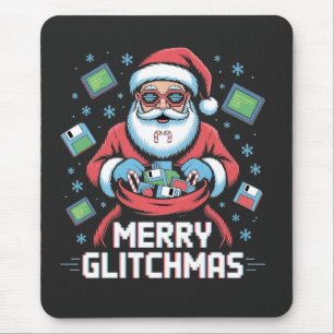 Tapis De Souris Joyeux Glitchmas Codage Programmeur Santa Noël
