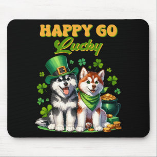 Tapis De Souris Joyeux Go Lucky Cute Husky St. Patricks Day