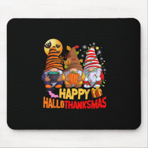 Tapis De Souris Joyeux Hallothanksmas Amoureux des Gnomes Hallowee