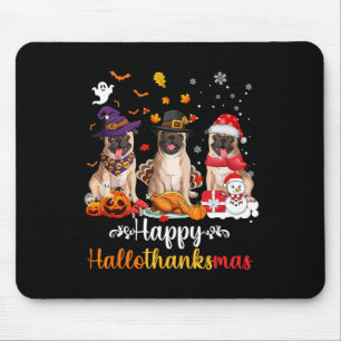 Tapis De Souris Joyeux Hallothanksmas Carlin Chien Halloween Noël