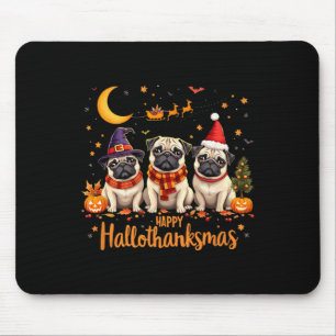 Tapis De Souris Joyeux Hallothanksmas Carlin Chiens Halloween Than