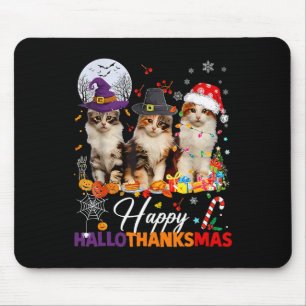Tapis De Souris Joyeux Hallothanksmas Chats Mignons Halloween Than