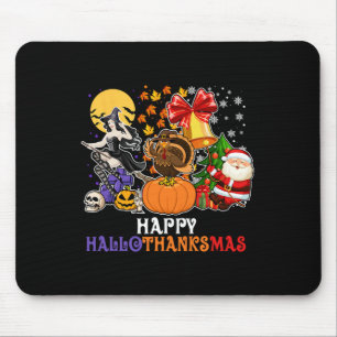 Tapis De Souris Joyeux Hallothanksmas Gnome Halloween Thanksgiving
