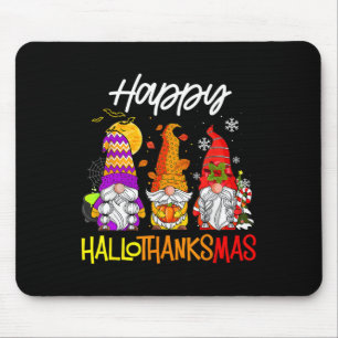 Tapis De Souris Joyeux Hallothanksmas Gnomes Halloween Thanksgivin