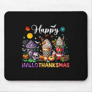 Tapis De Souris Joyeux Hallothanksmas Halloween Café au Lait Merci