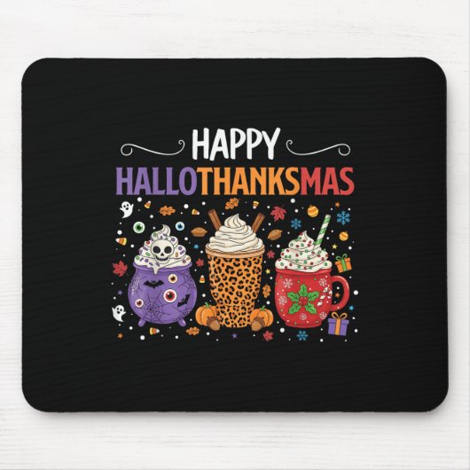 Tapis De Souris Joyeux Hallothanksmas Halloween Thanksgiving Chris (Devant)