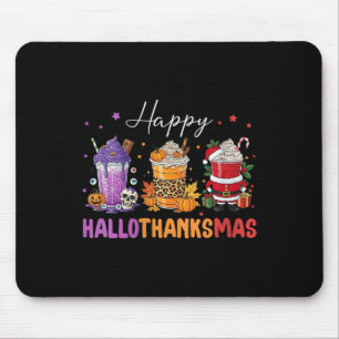 Tapis De Souris Joyeux Hallothanksmas Halloween Thanksgiving pour