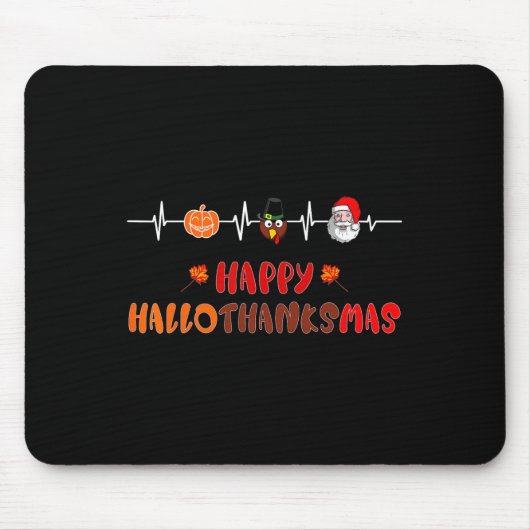 Tapis De Souris Joyeux Hallothanksmas Heartbeat Fall Thanksgiving (Devant)