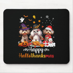 Tapis De Souris Joyeux Hallothanksmas Poodle Dog Halloween Christm