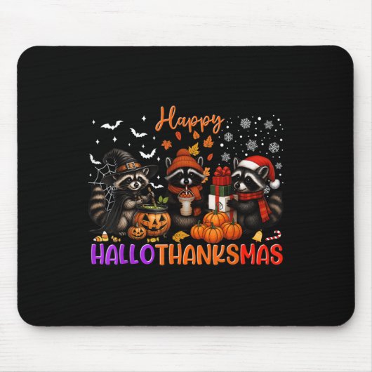 Tapis De Souris Joyeux Hallothanksmas Racon Halloween Thanksgiving (Devant)