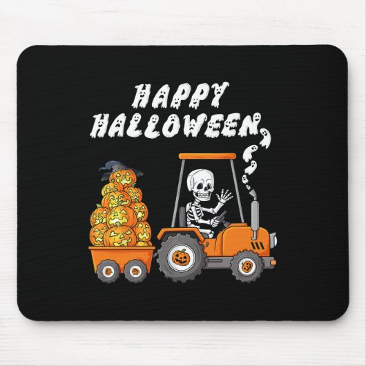 Tapis De Souris Joyeux Halloween Skeleton équitation Tracteur Garç (Devant)