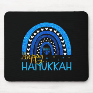 Tapis De Souris Joyeux Hanukkah Menorah Arc-en-ciel Cadeau Juif Fe