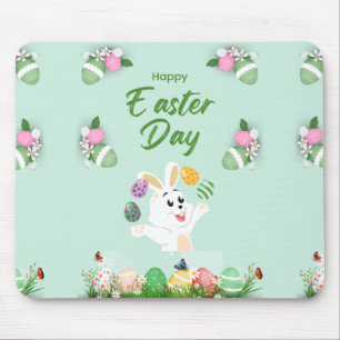Tapis De Souris Joyeux jour de Pâques - Drôle lapin et oeufs Pâque