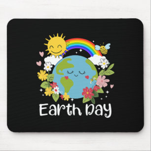 Tapis De Souris Joyeux Jour des terres Terre mignonne avec Jour de