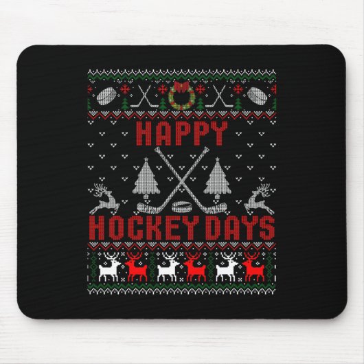 Tapis De Souris Joyeux Jours de Hockey Fun mauvais Noël (Devant)