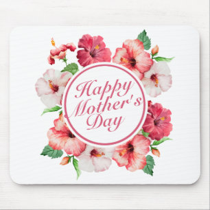 Tapis De Souris Joyeux Joyeux Fête des Mères Cadre Floral Mousepad