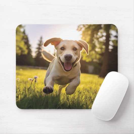 Tapis De Souris Joyeux Labrador Puppy Running (Avec souris)