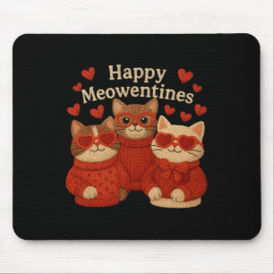 Tapis De Souris Joyeux Meowentines Chat Fil Crochet Coquette Migno