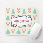 Tapis De Souris Joyeux Motif de Noël avec Arbres Baubles & Bows (Avec souris)