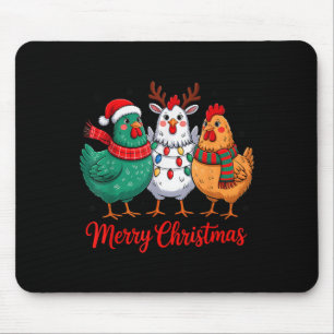 Tapis De Souris Joyeux Noël Agriculteur de poulets Animal Chapeau