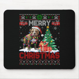 Tapis De Souris Joyeux Noël American Staffordshire Terrier Ugl