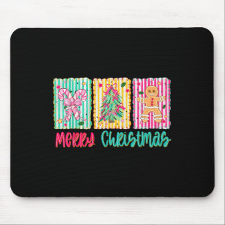 Tapis De Souris Joyeux Noël Arbre Bow Gingpain Sucre de canne Gi
