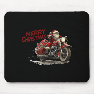 Tapis De Souris Joyeux Noël au Père Noël chevauchant une moto vint