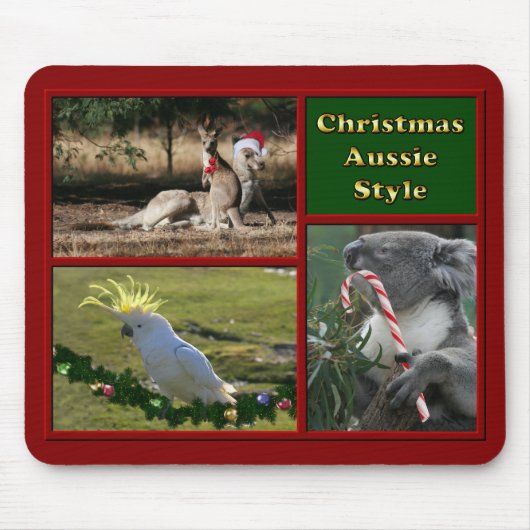 Tapis De Souris Joyeux Noël Aussie Animaux (Devant)