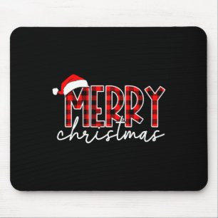Tapis De Souris Joyeux Noël Buffalo Red Plaid Santa Hat Xmas P