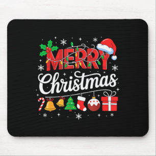Tapis De Souris Joyeux Noël Chapeau Rouge de Père Noël Renne Xmas