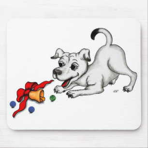 Tapis De Souris Joyeux Noël ! Chiot avec Bell et Ball