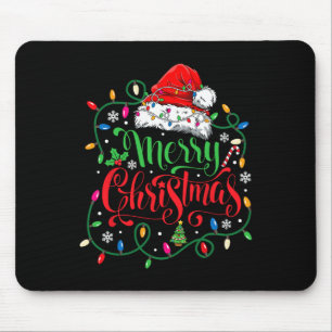 Tapis De Souris Joyeux Noël Correspondant Famille Santa Hat Lights