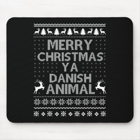 Tapis De Souris Joyeux Noël danois Noël Danemark Animal Fa (Devant)