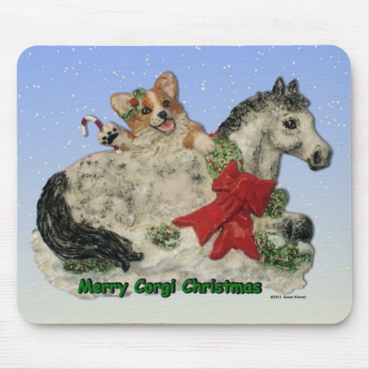 Tapis De Souris Joyeux Noël de corgi ! (Devant)